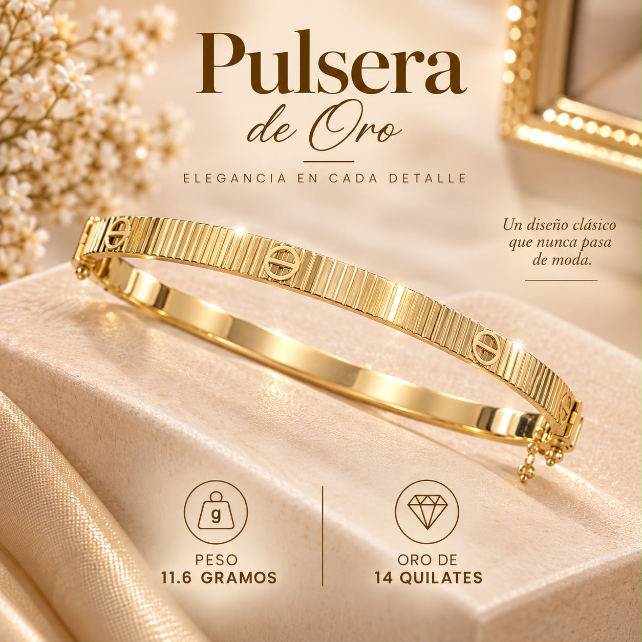 PULSERA CARTIER TRAMA FLEX 14K 11.6GR